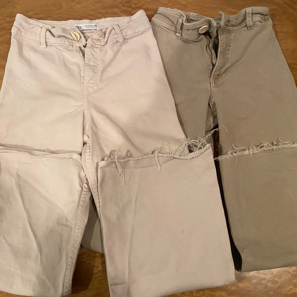 Zara straight jeans Pink and Tan